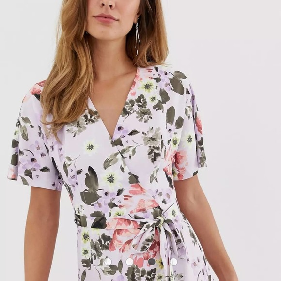 NWT French Connection Purple Armoise Crepe Floral Maxi Wrap Dress Size 4 - Picture 2 of 15